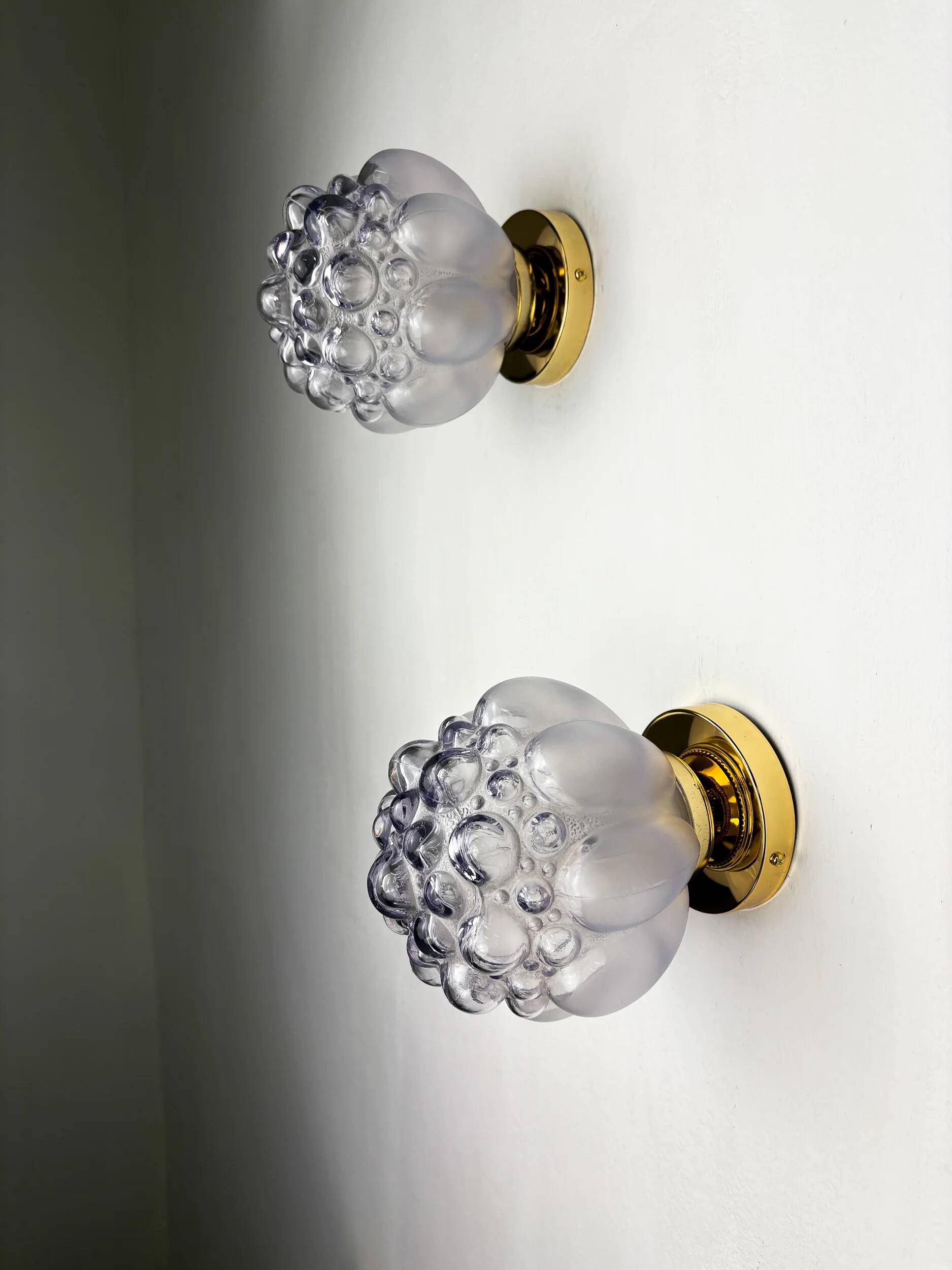Pair of bubble glass sconces – Helena Tynell style, Germany, circa 1970s