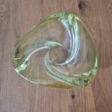 Cendrier Art déco en cristal anis taillé