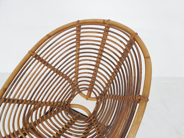 fauteuil en rotin Rohe Noordwolde, Pays-Bas années 1950