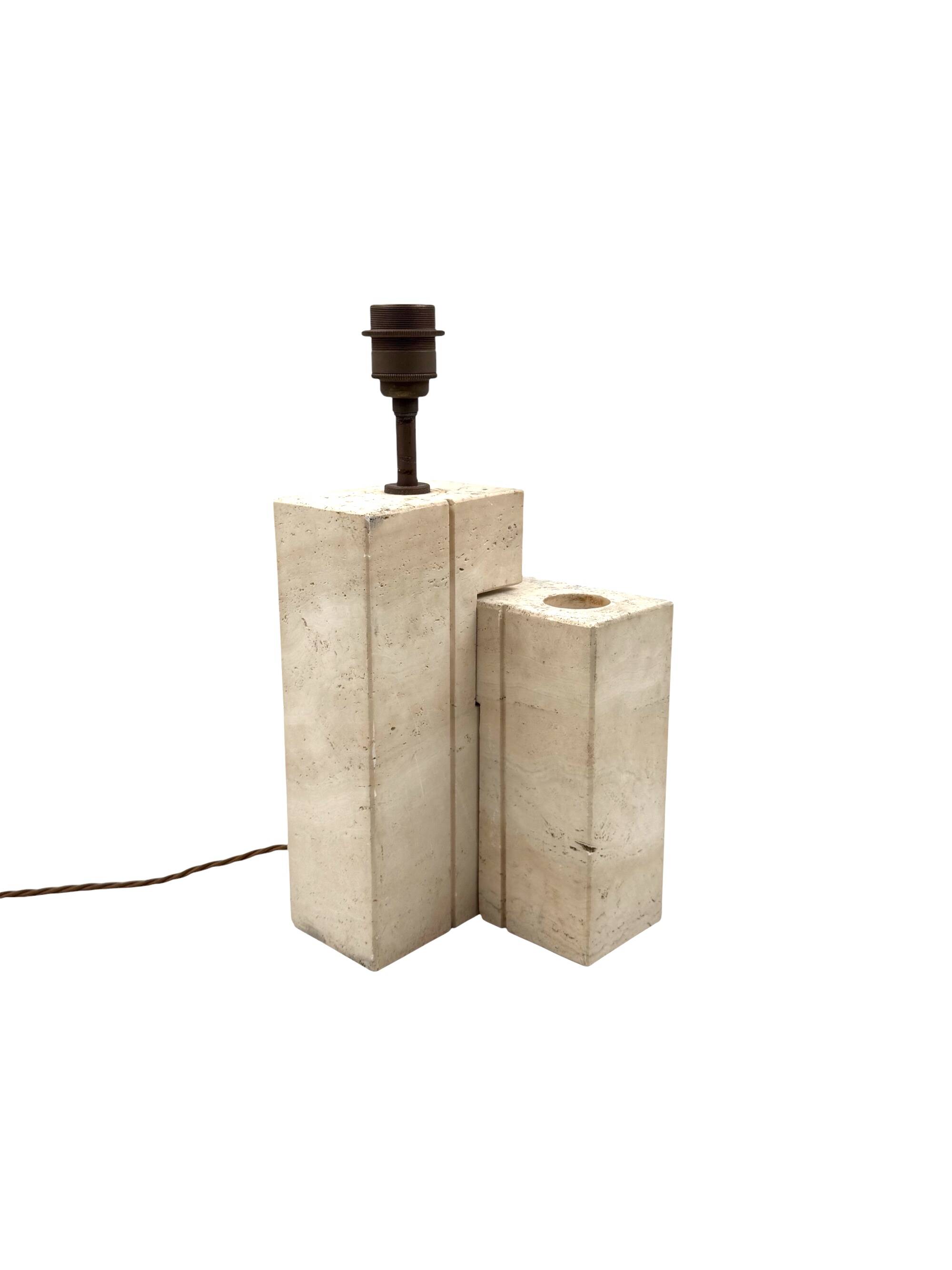 Mid-century modern travertine table lamp, Nucleo Sormani Italy 1960s