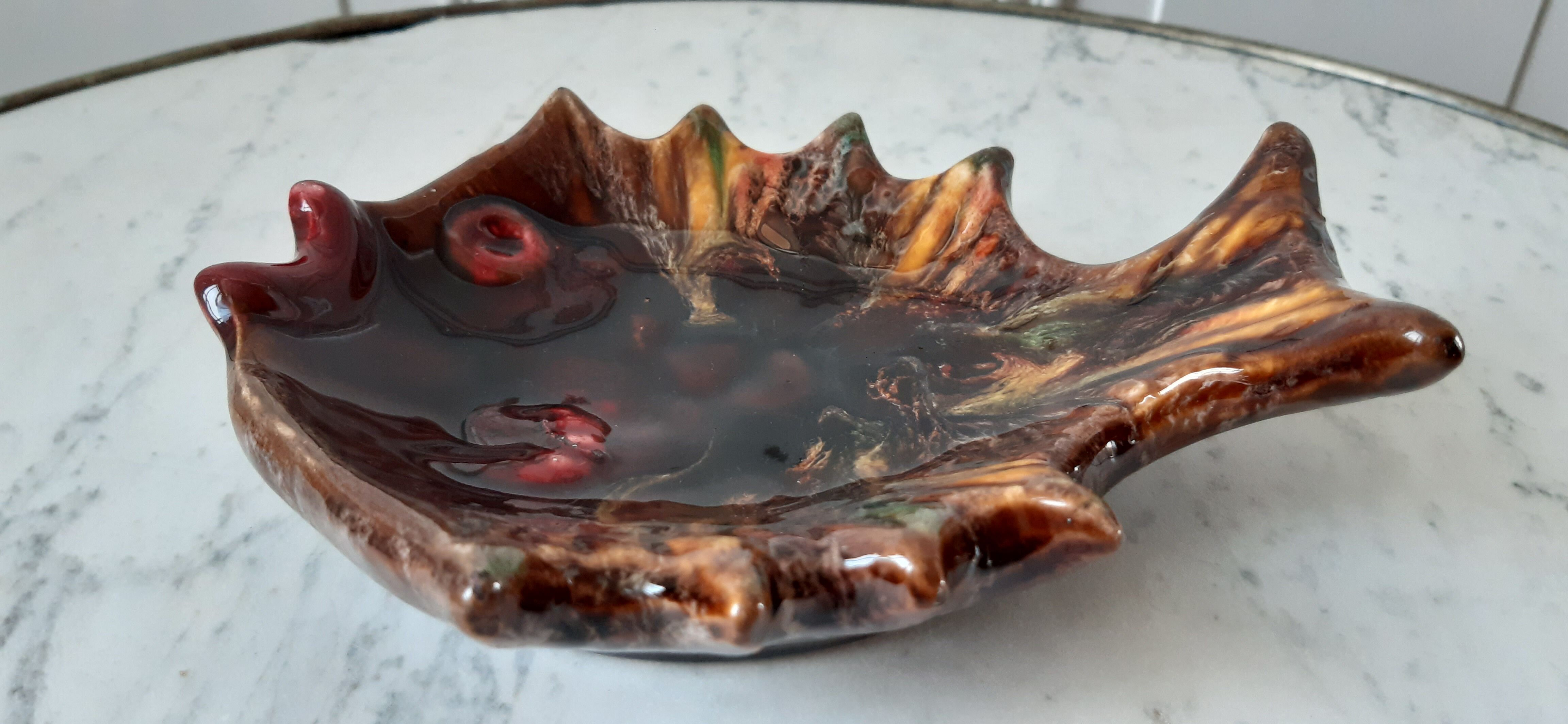 Empty ceramic fish bag Vallauris 70s