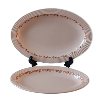 Duo de petits plats ovals Longwy modèle Betty