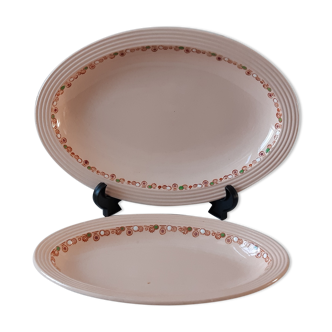 Duo of small oval dishes Longwy model Betty