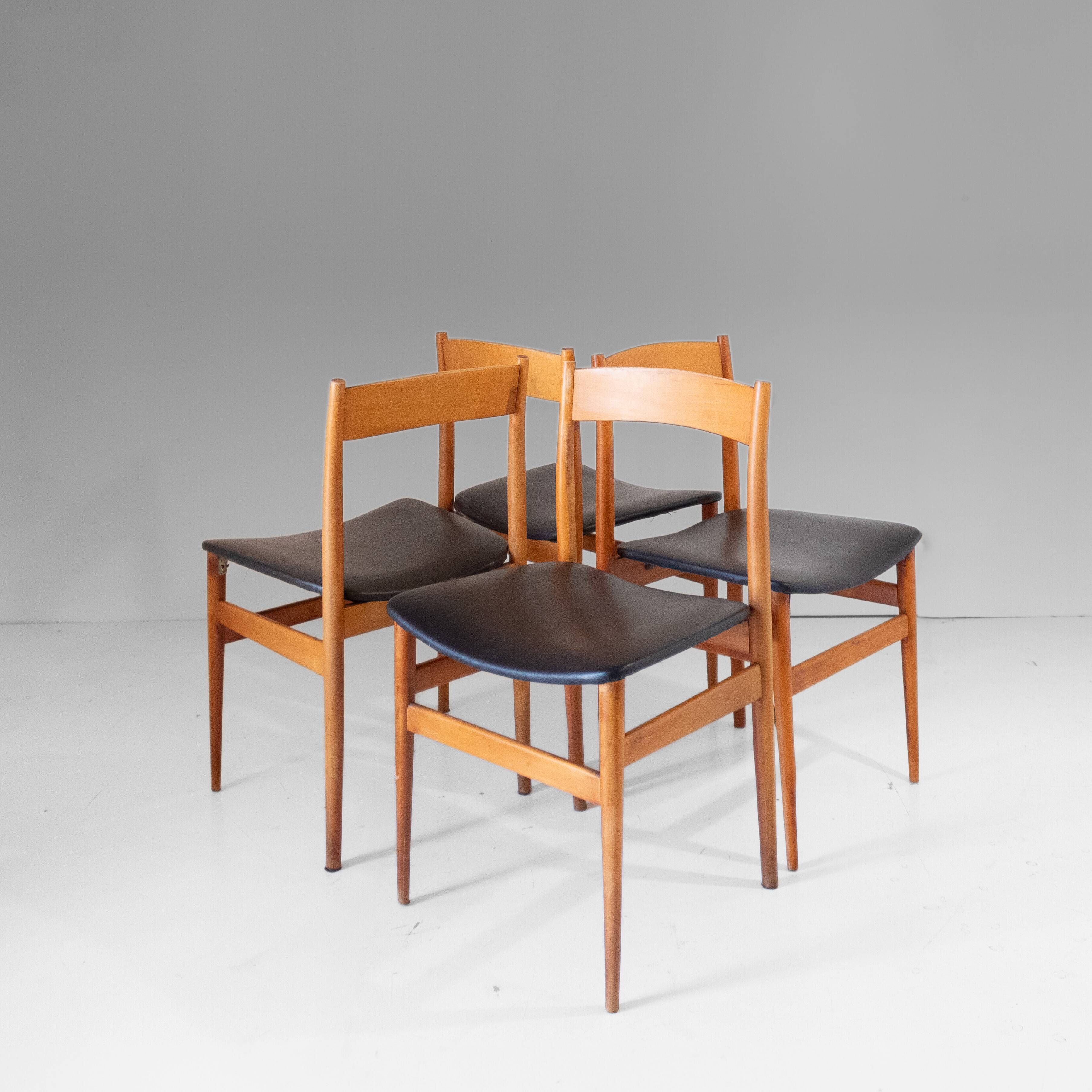 Vintage Italian Wood Dining Chairs by Passoni Udine