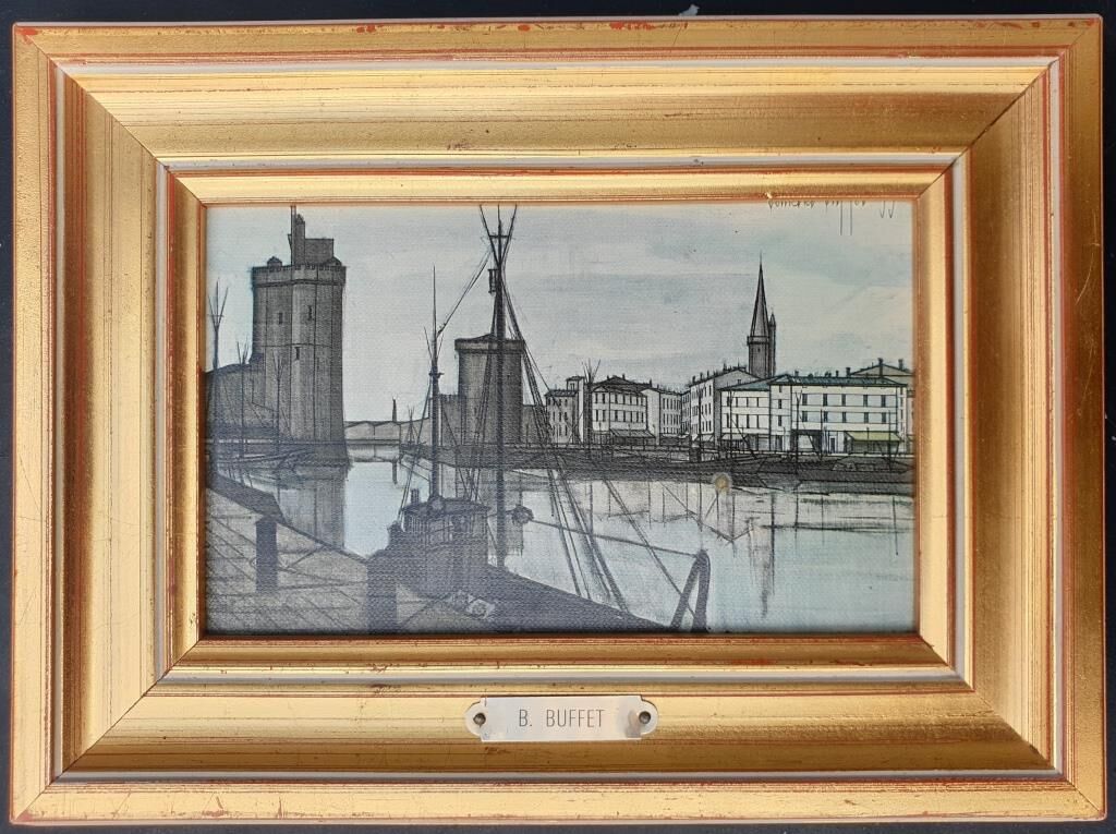 Vintage reproduction Bernard Buffet La Rochelle, the 3 towers