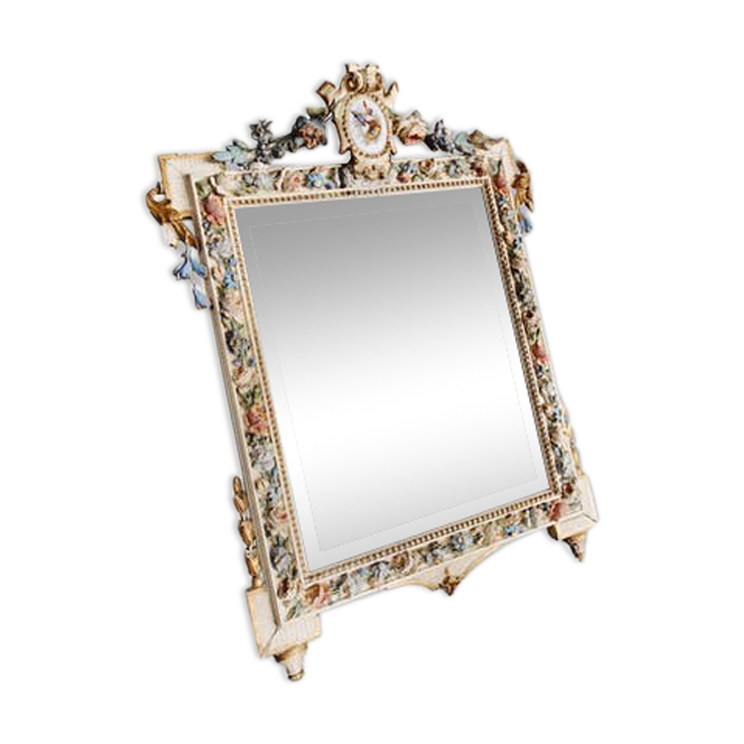 Polychrome wooden toilet mirror