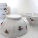 Set of 6 ribbed bowls and floral motifs