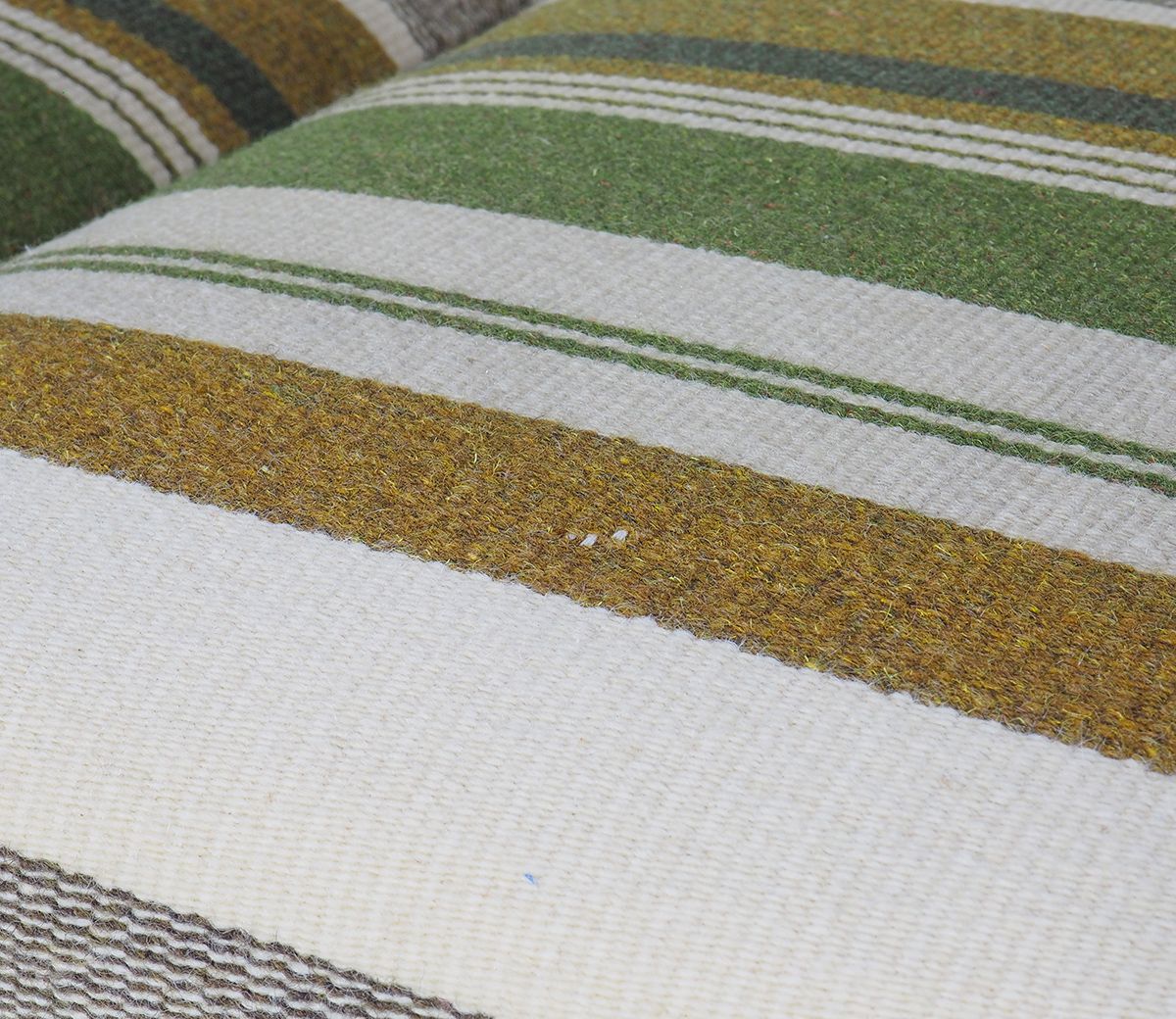 Danish design teak sofa with green striped cushions, 1960's