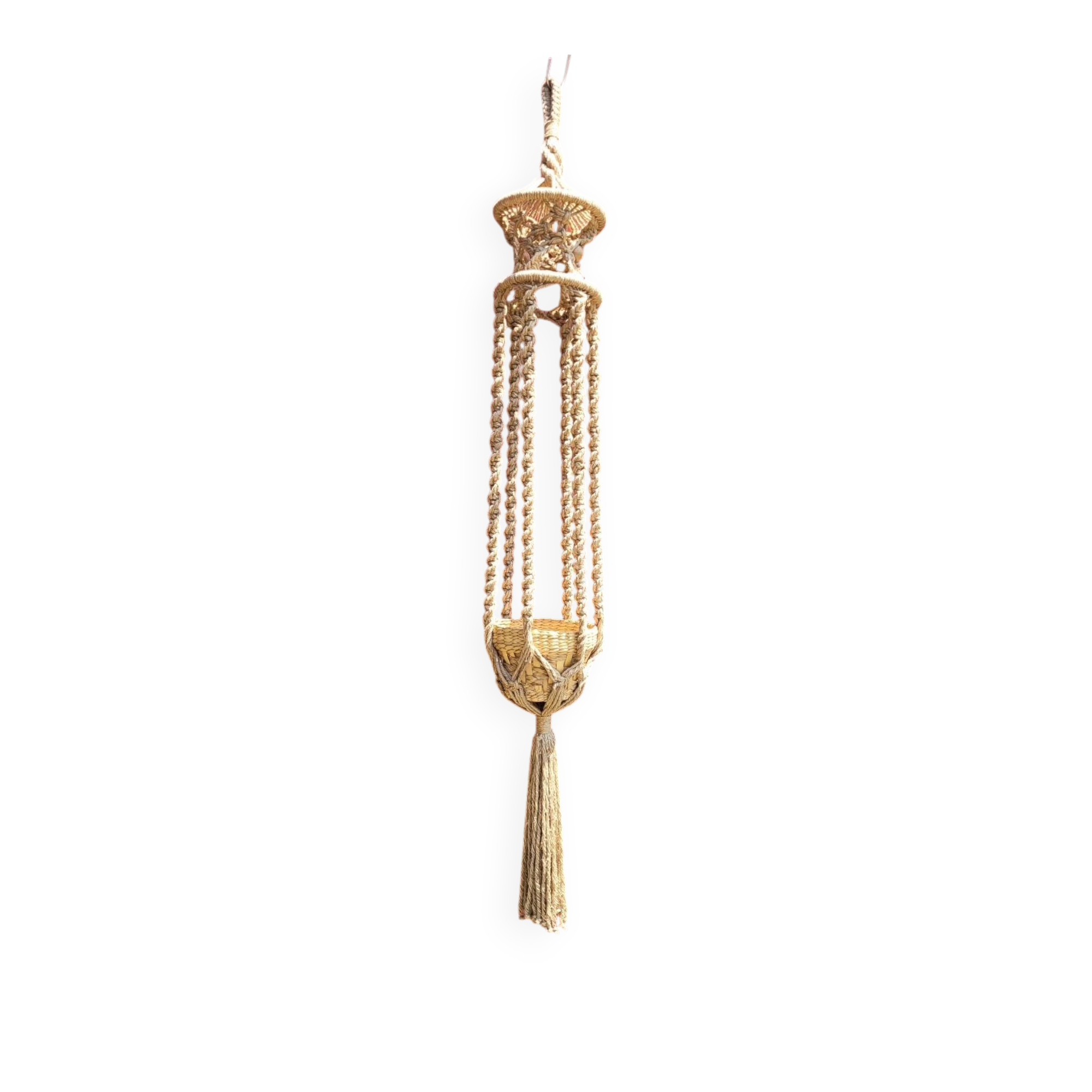 Large vintage macrame plant holder