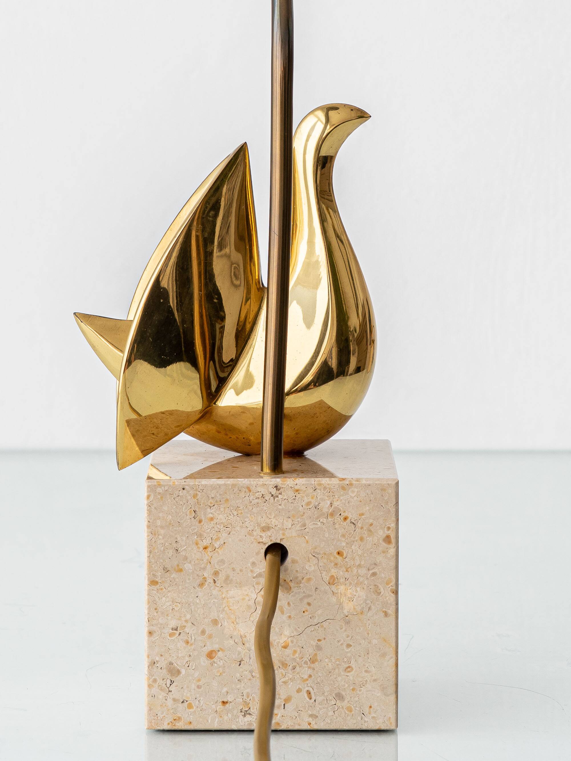 Philippe Jean Signed Brass Bird Table Lamp, Limited Edition 201/300, 1980