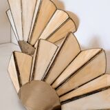 Set of 2 vintage shell or fan wall lights in glass paste and aged gold metal