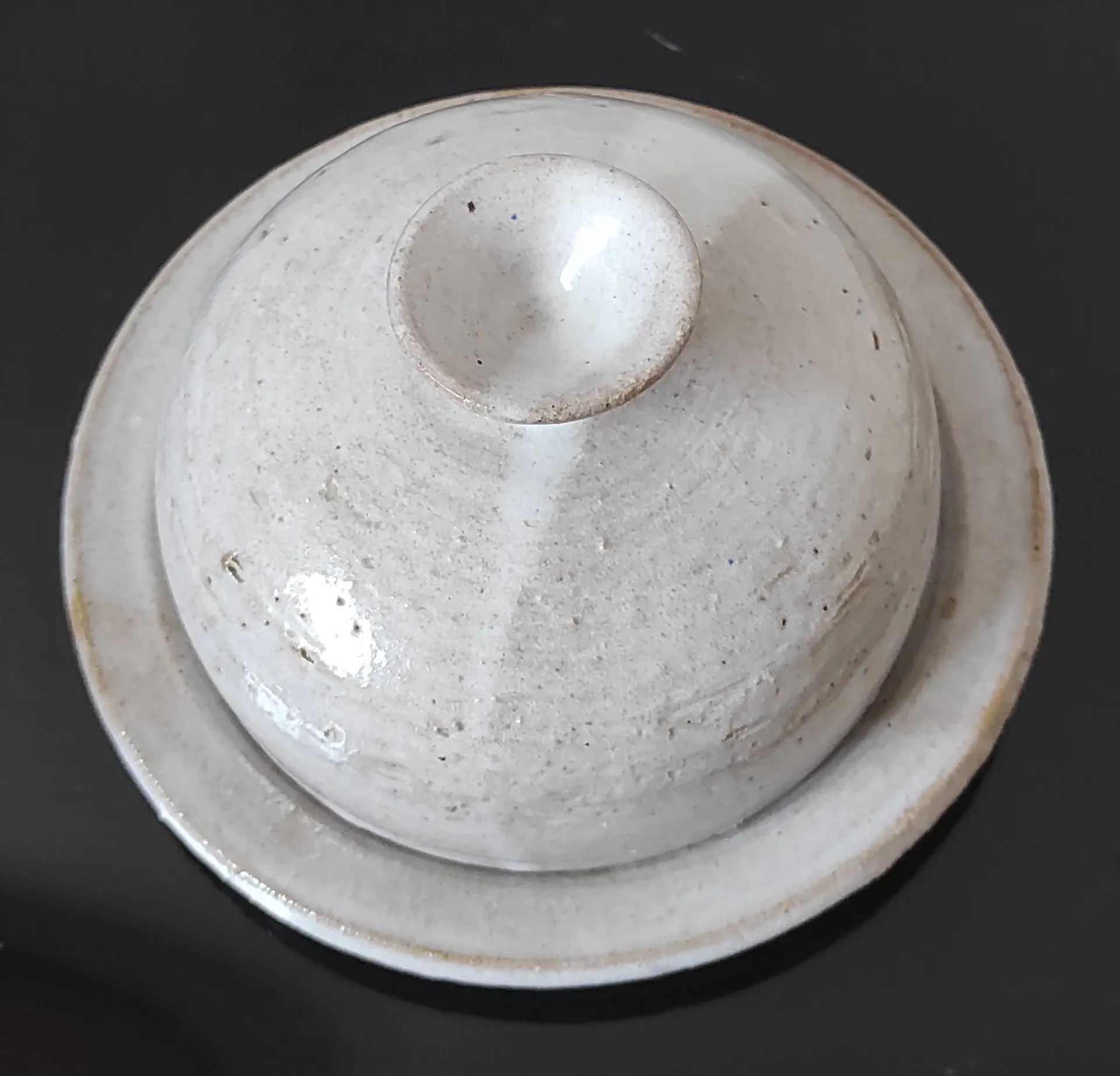 Vintage artisanal ceramic butter dish