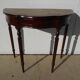 English-style half-moon console, mahogany and leather