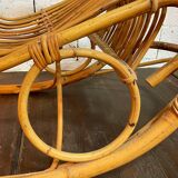 Vintage rocking chair in rattan by Rohé (Holland) from the 1960s.