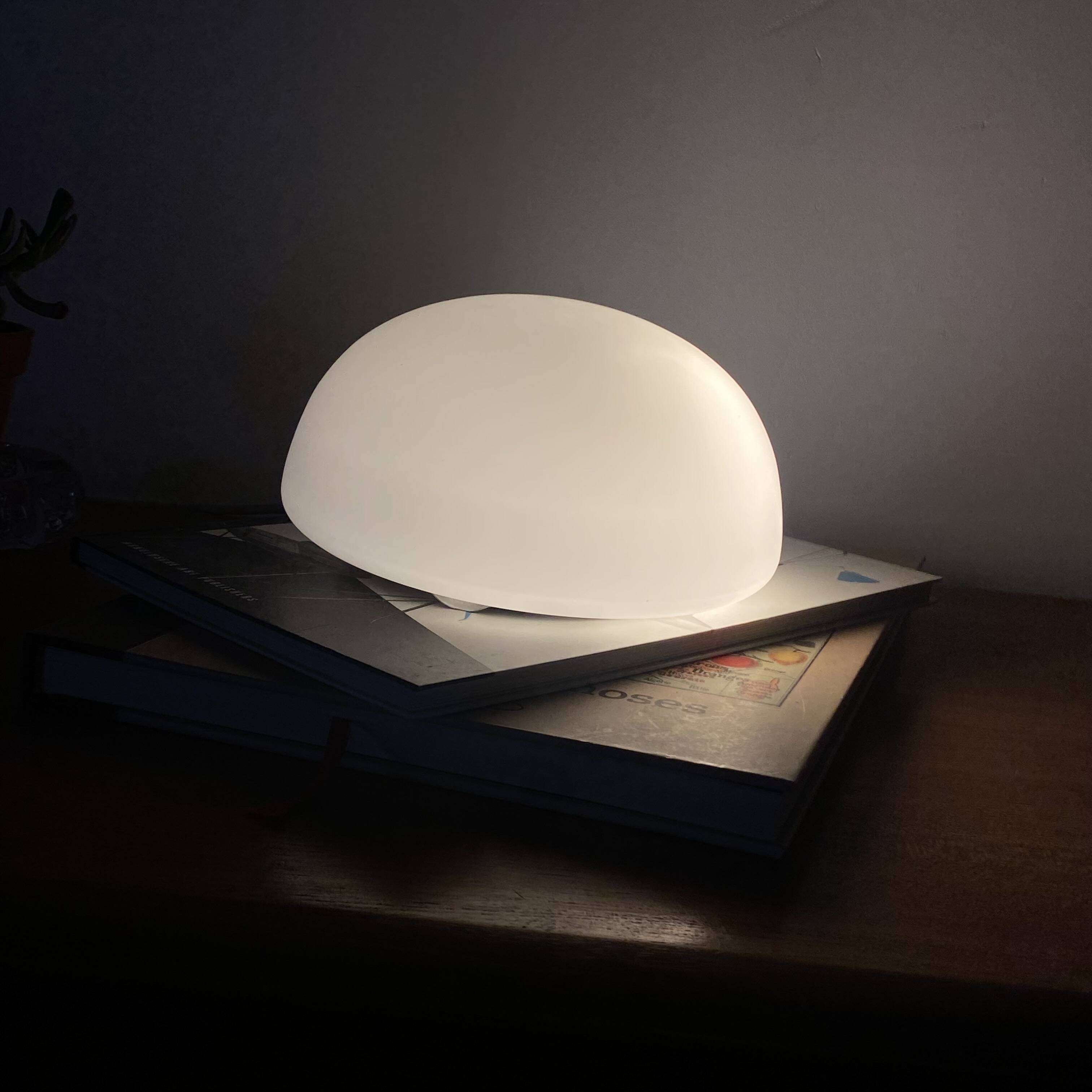 Vintage wall-mounted ceiling light, frosted white glass, half-moon shape, 20 cm.