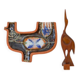 Large Mid-Century Scandinavian Modern pottery wall decor by Hellström