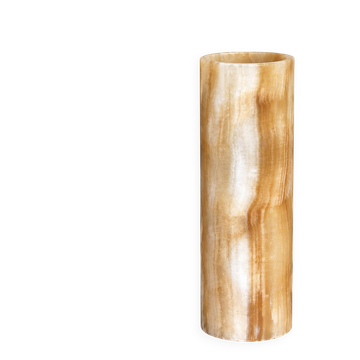 Vintage cylindrical vase in onyx – Veined natural stone