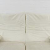 Maralunga 2-seater sofa in white leather by Vico Magistretti for Cassina