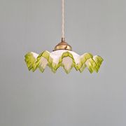 Art Deco suspension in white opaline with a scalloped design, 1920-30.