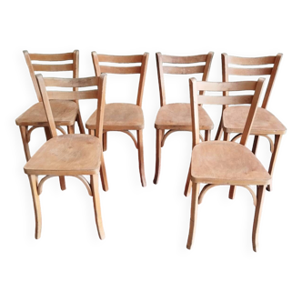 Série de 6 chaises de bistrot baumann n°56