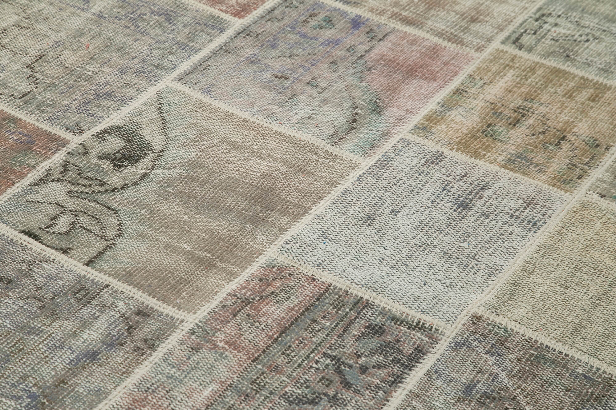 Handmade turkish overdyed 171 cm x 240 cm grey patchwork carpet