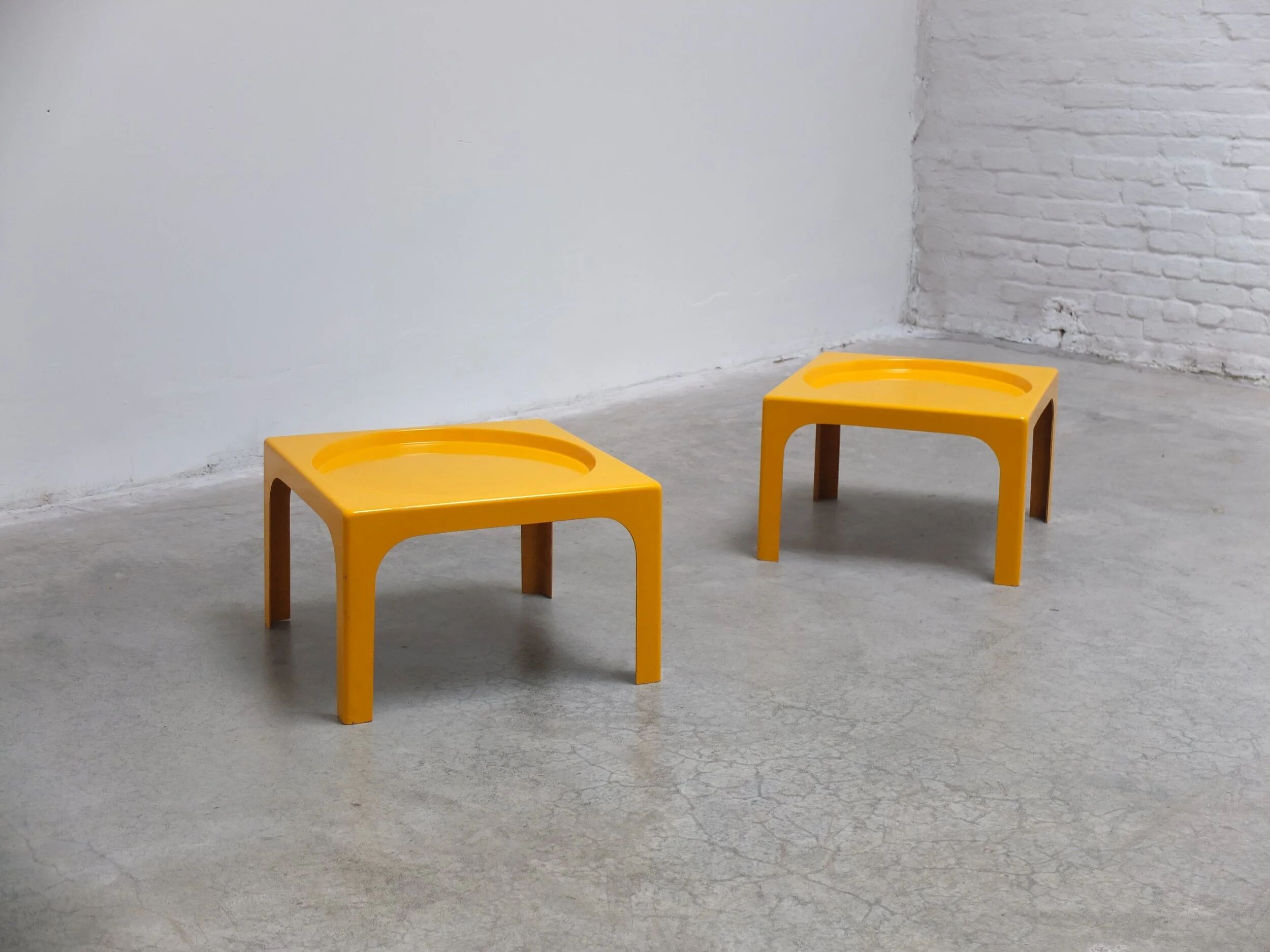 Pair of fiberglass side tables by Marc Berthier for Prisunic, 1970s
