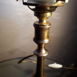 Lampe calice 1930 laiton tulipe verre moulé