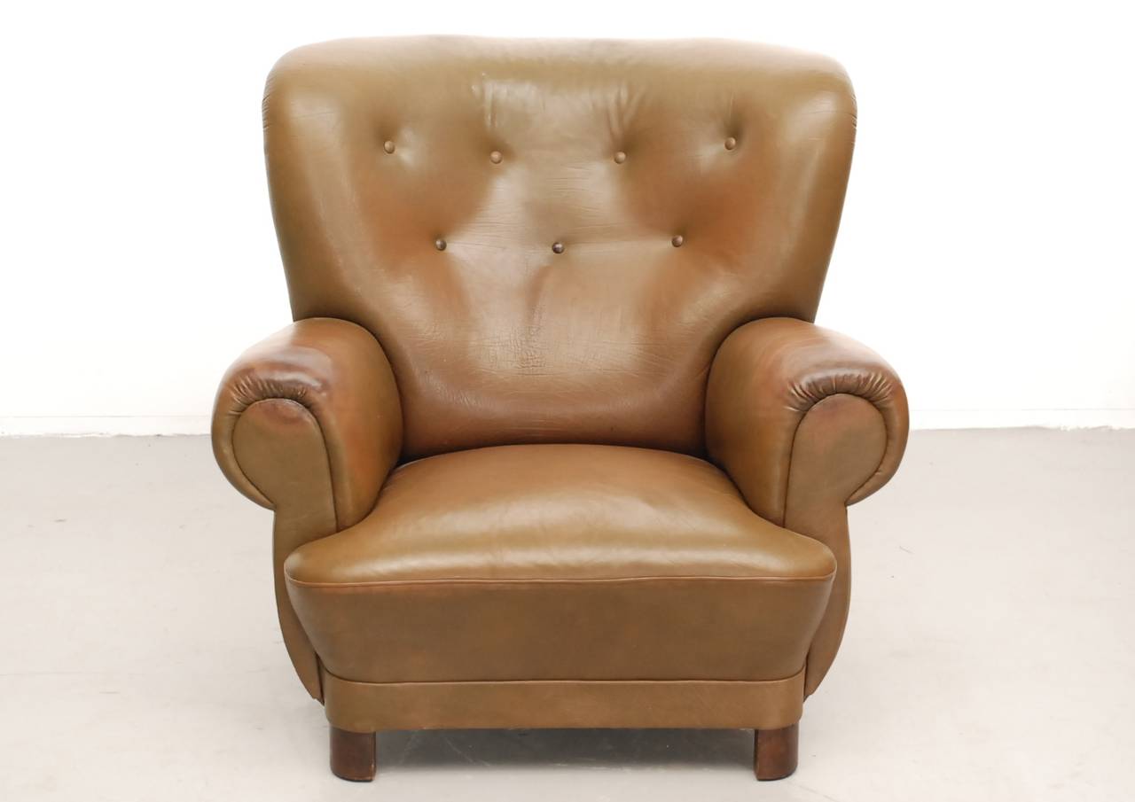 Vintage Denmark leather club Chair