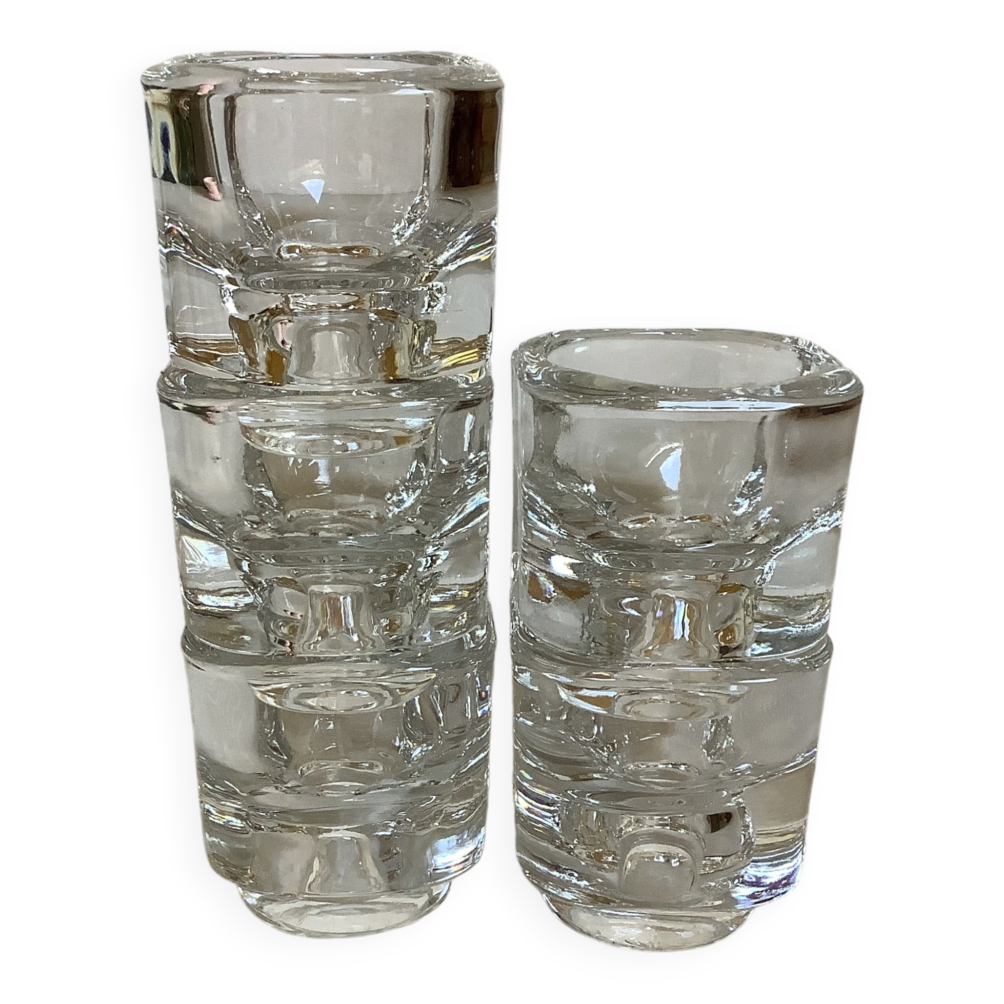 Five candle holders or egg cups designed by Joe Colombo.