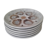 6 plates of oysters faience of Saint Amand