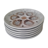 6 plates of oysters faience of Saint Amand