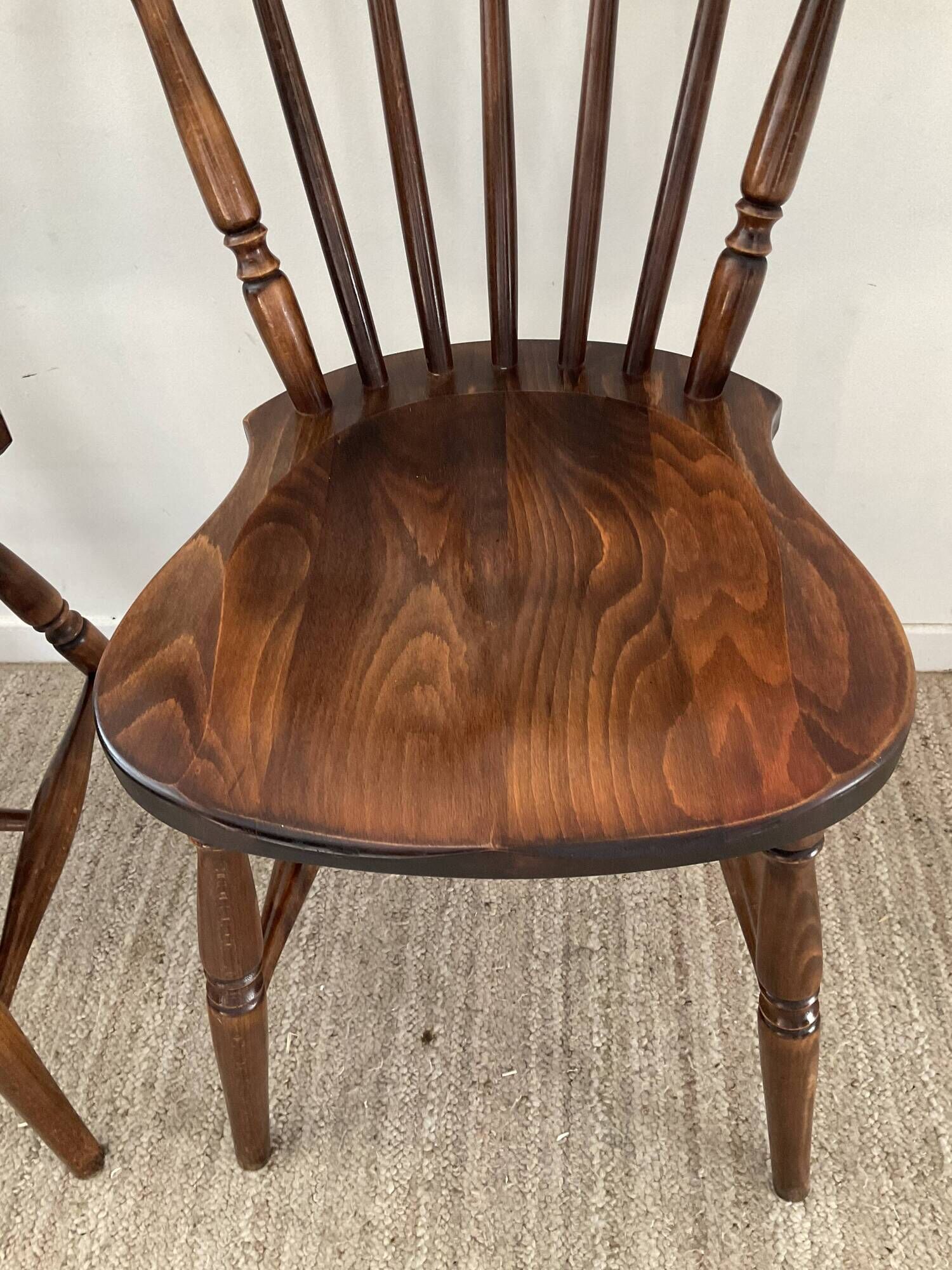 Pair of dutch bistro chairs in solid wood 70s
