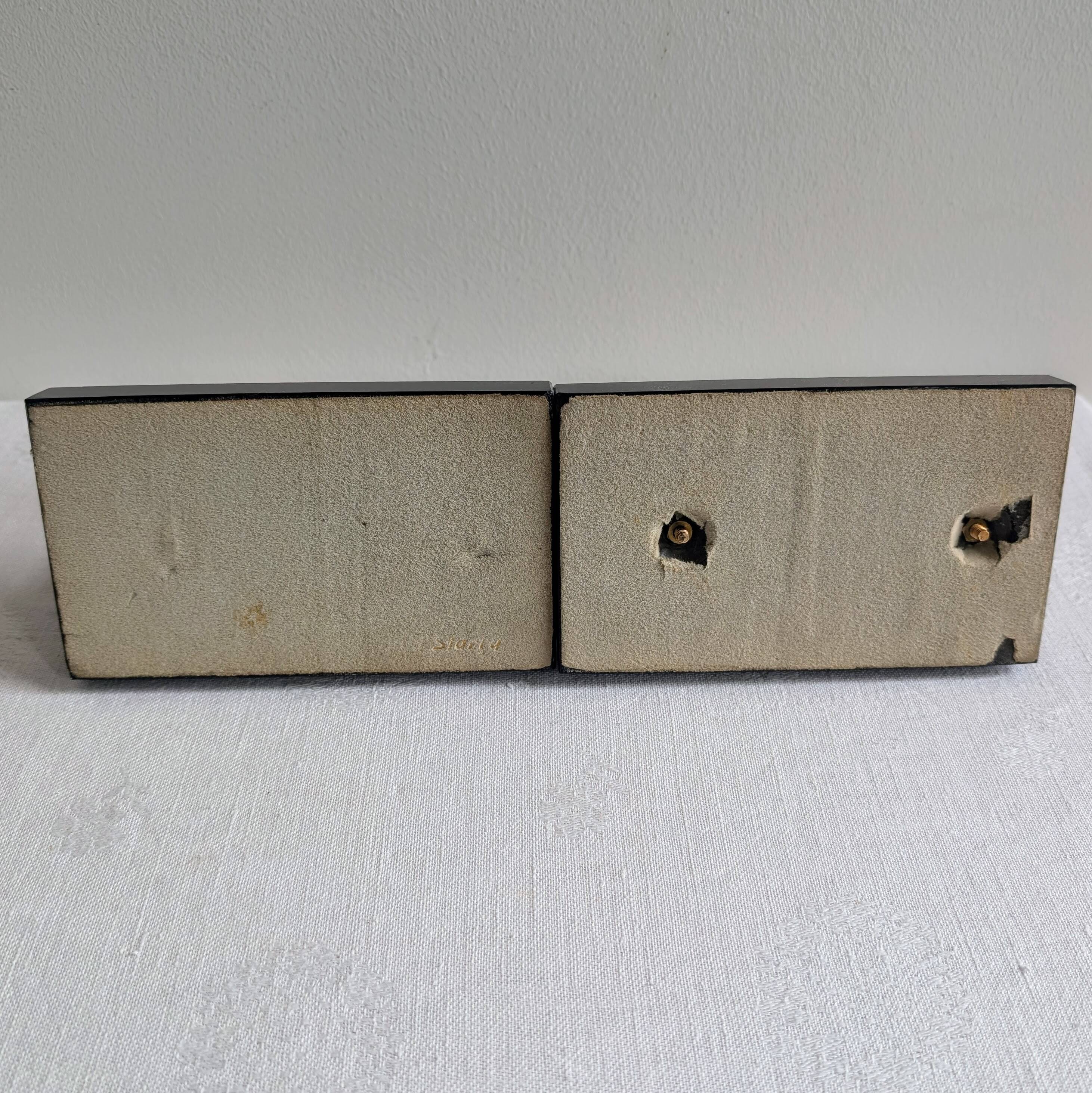Serre-livres vintage en métal doré et marbre noir