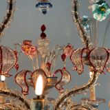 Venetian chandelier rezzonico in multicolored murano glass, 10 arms of light