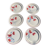 6 earthenware plates Sylvie Hamage Moulin des Loups Nord vintage model