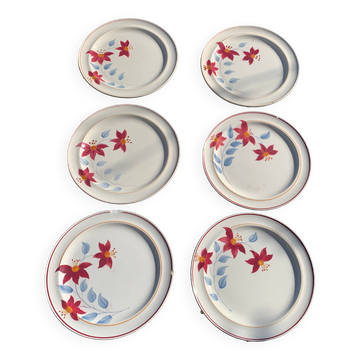 6 earthenware plates Sylvie Hamage Moulin des Loups Nord vintage model