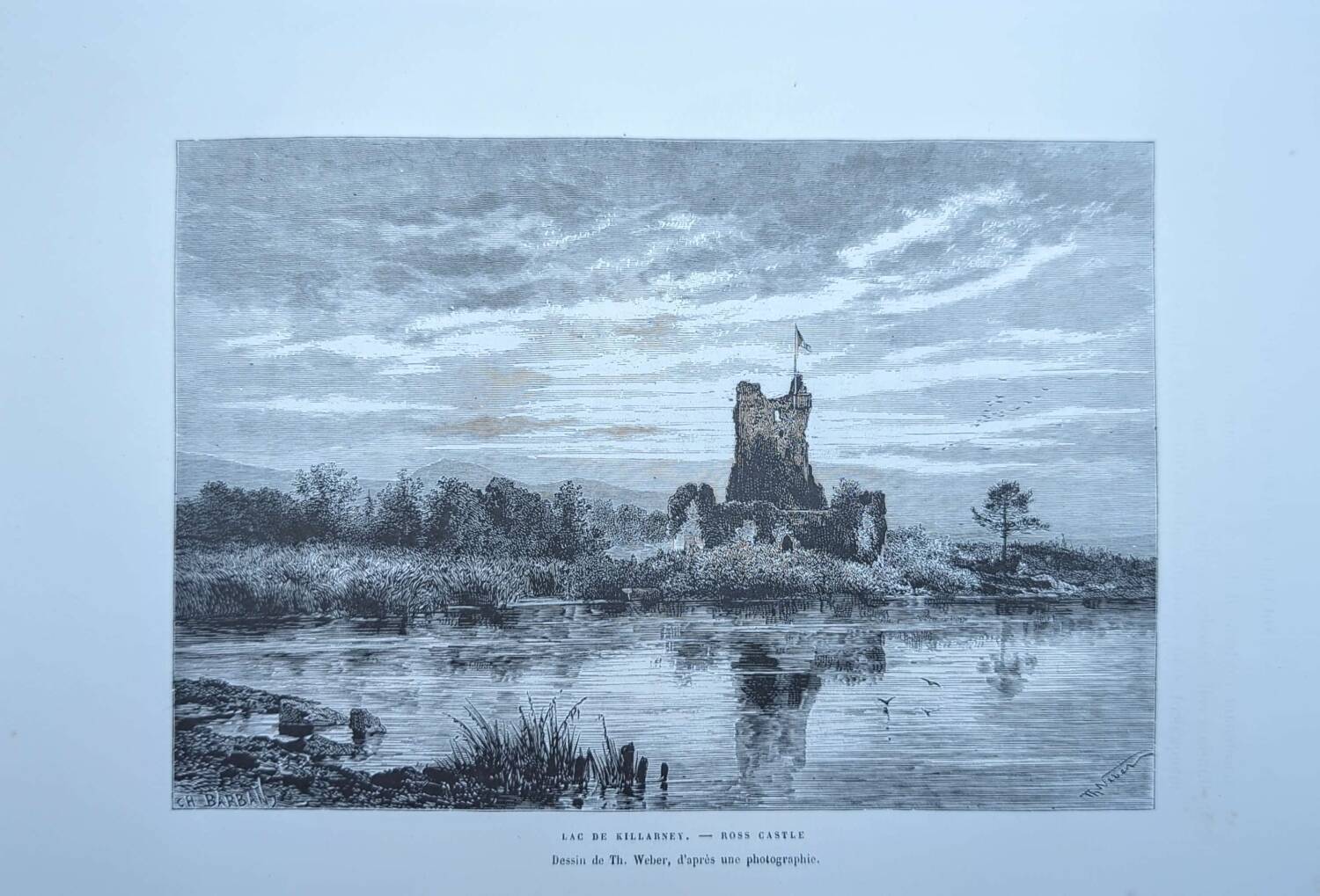 Ross Castle, Killarney, Ireland, printed illustration from 1879.