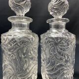 Pair of early 20th century SAINT LOUIS crystal perfume bottles, Fleurs de viole model