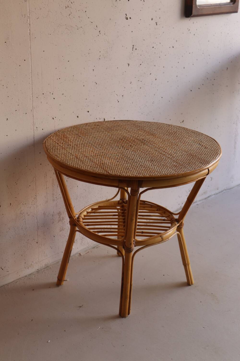 Vintage Rattan Round Coffee Table