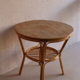 Table basse ronde en rotin vintage