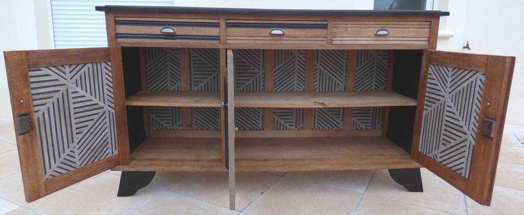 Enfilade en bois massif 3 portes 3 tiroirs