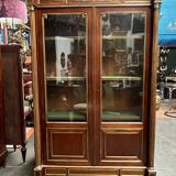 Library from the Napoléon III era. Brass inlay, mahogany, brass decoration.
