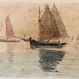 Brittany watercolor, signed Louis Roger