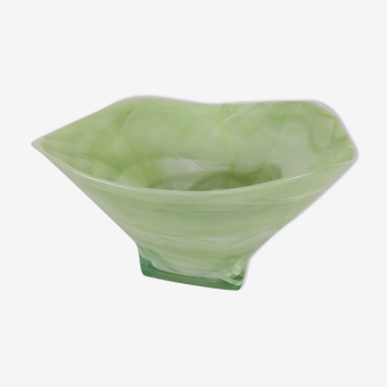 French Vintage Hand Blown Green Glass Bowl