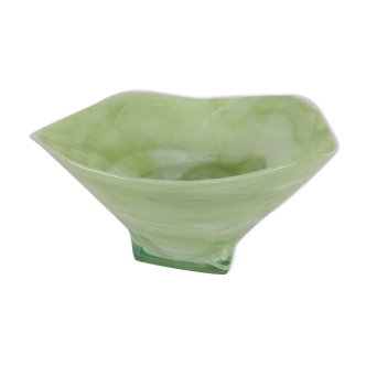 French Vintage Hand Blown Green Glass Bowl