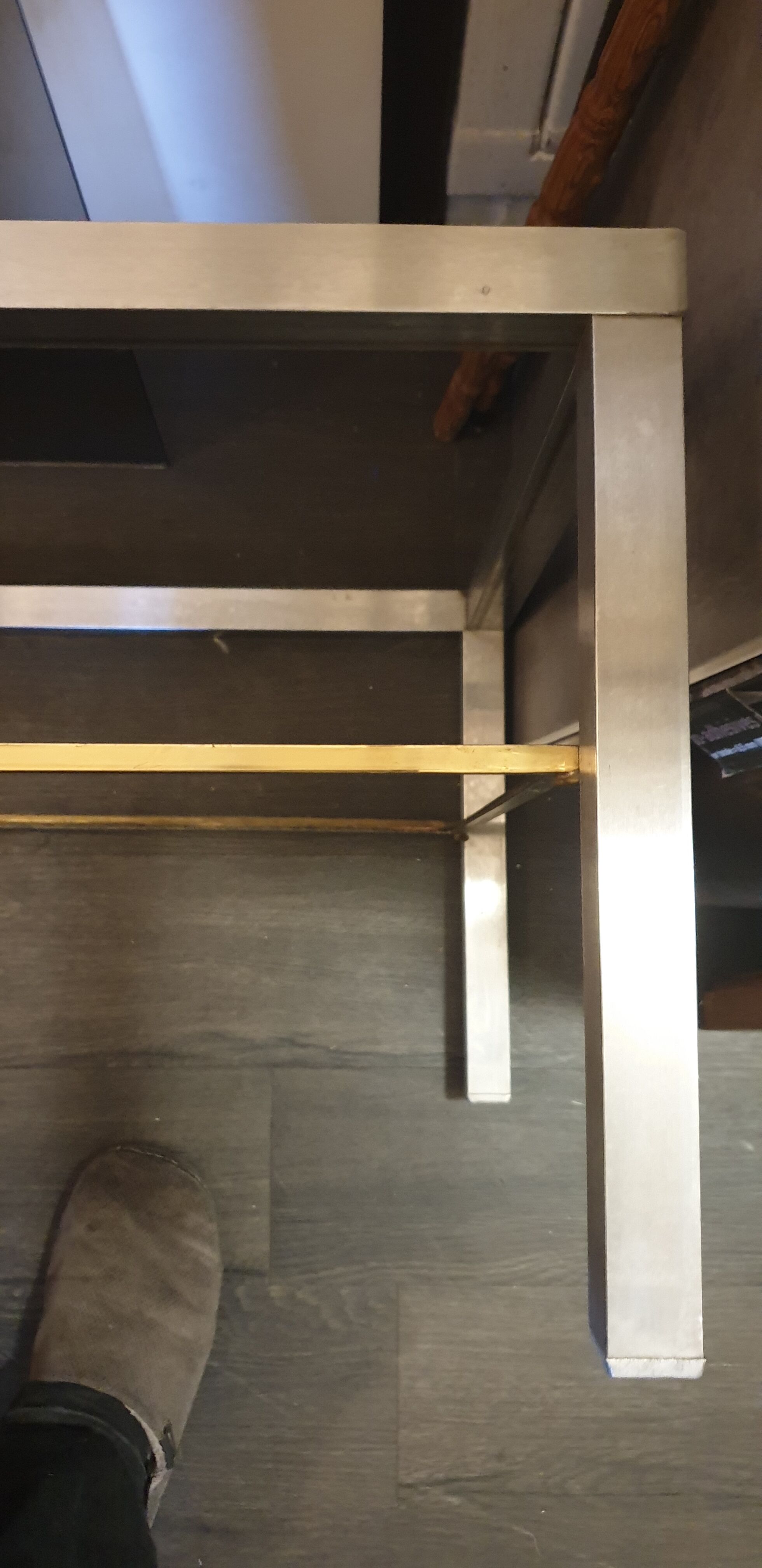 Rectangular glass and metal coffee table