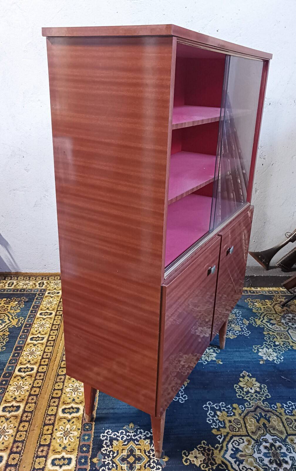 Mahogany veneer display cabinet 1960