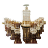 Carafe liqueur service with 8 gilded crystal glasses from the 1930s