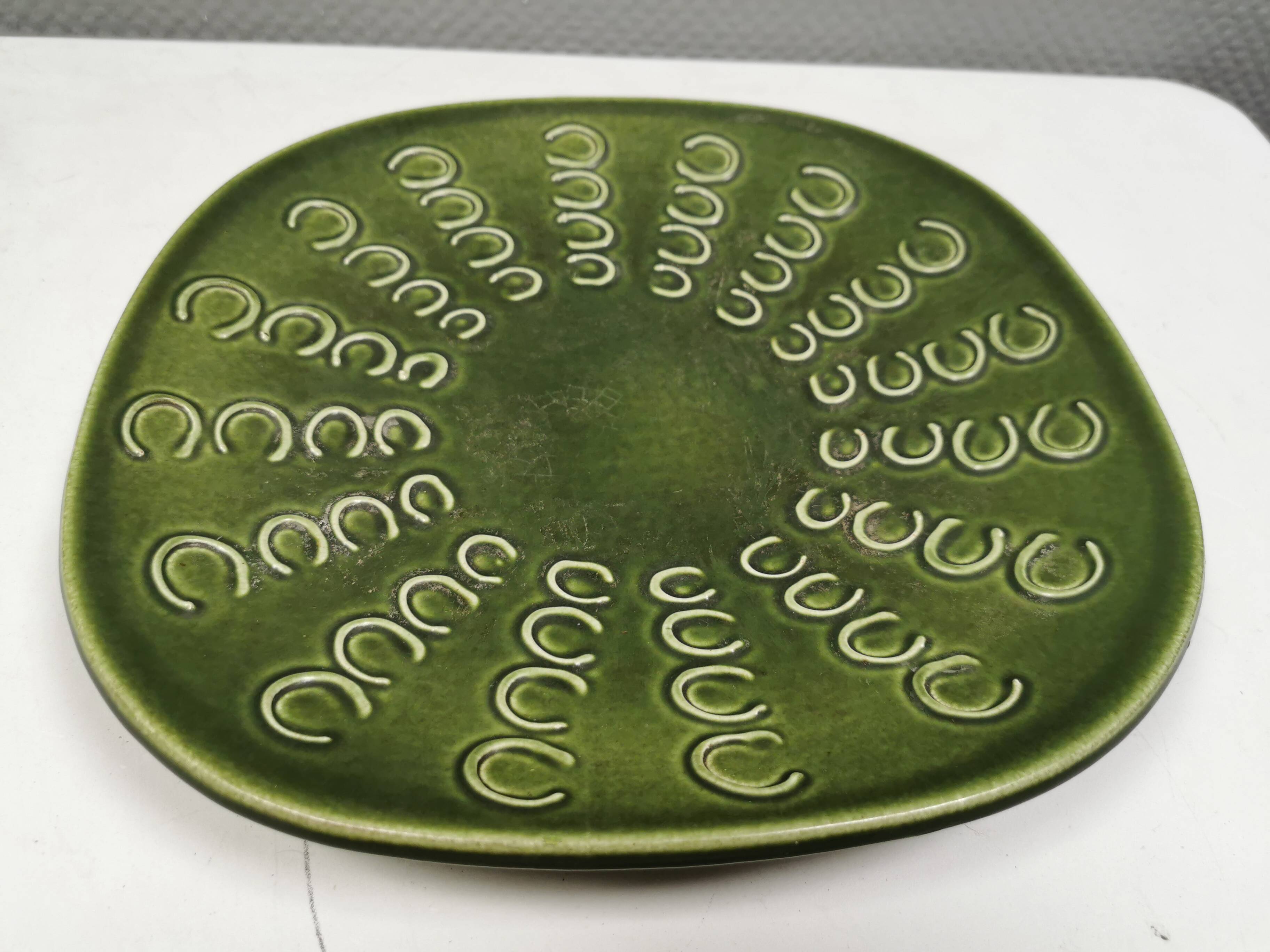 Beautiful large green dish from Danish Knabstrup 1950s