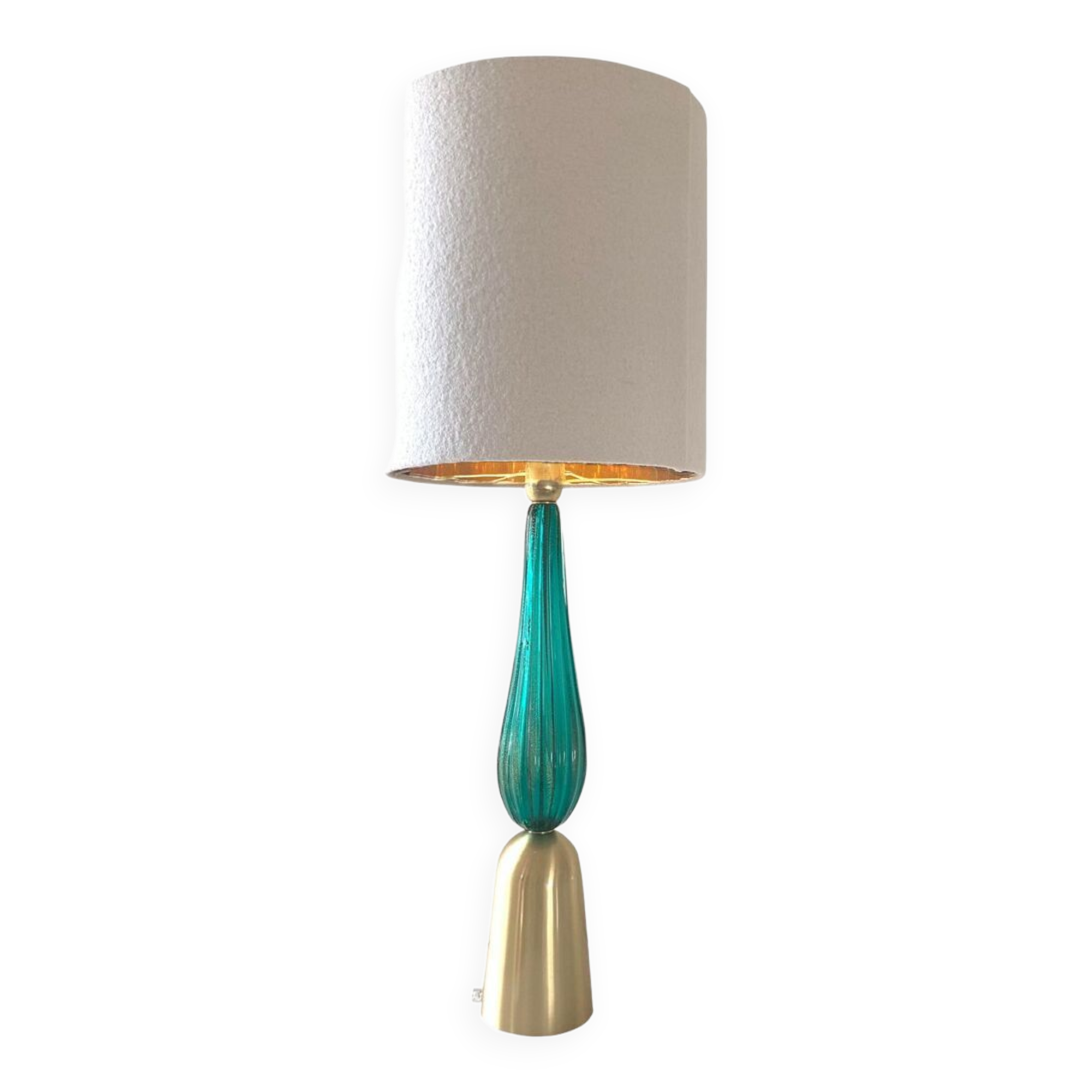 Green-sea brushed gold brass murano glass table lamp